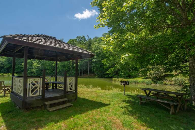 Gazebo in Fleetwood Falls common area with a grill...