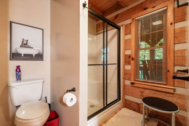 Main level bathroom with shower...