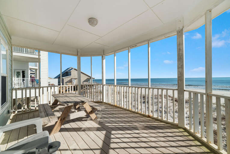 Screened Seaside Space Showing Serene Sea Scene