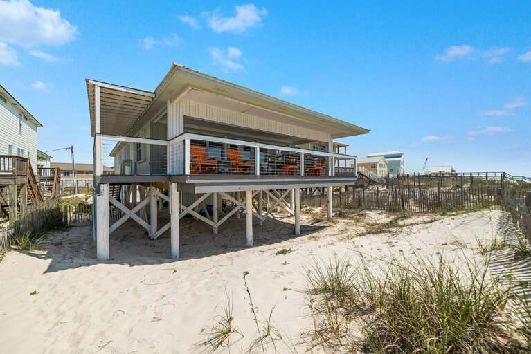 Beachside Bungalow Beneath Blue Skies By Sandy Shores