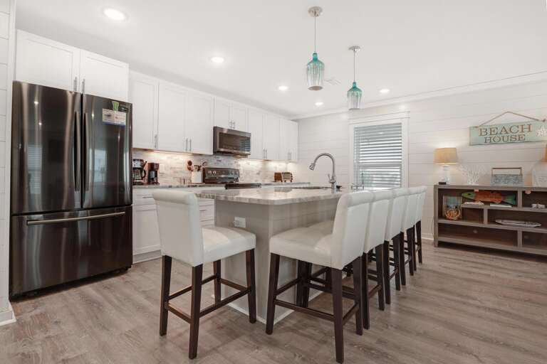 Fully Equipped kitchen with bar seating