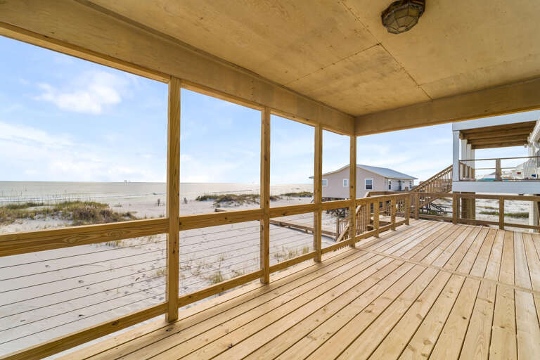 Covered portion of the deck overlooking the Gulf