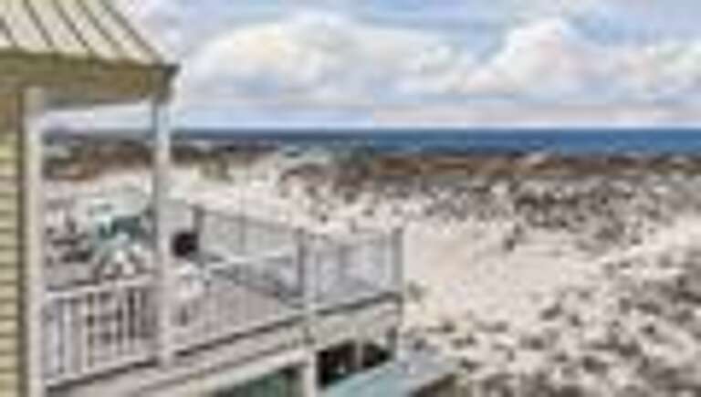 Seaside Structure Overlooking Sandy Shore, Spacious Deck Facing The Ocean