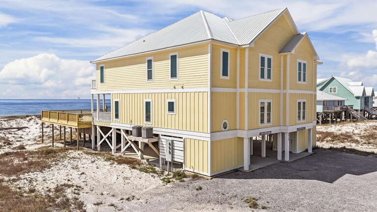 Yellow Building On Beachside Boardwalk