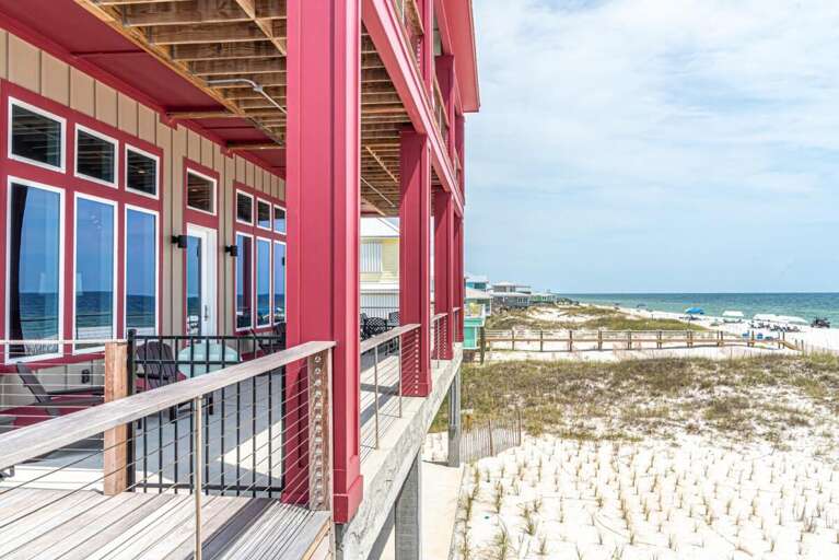 Red Residence By Sandy Shore, Sea Visible