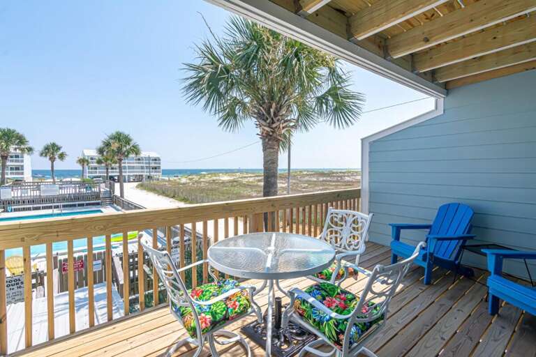 Seaside Setup, View Of Waves And Pool, Palm Overshadowing Patio