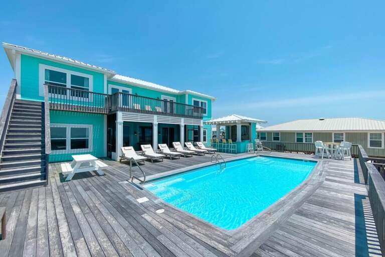 Teal Buildings Border A Brilliant Blue Pool