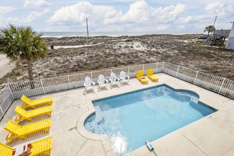 Poolside Panorama, Palm And Pristine Sands